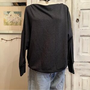 Vintage Charcoal Gray Long Sleeve Top Minimalist Streetwear Zipper Grunge Size M
